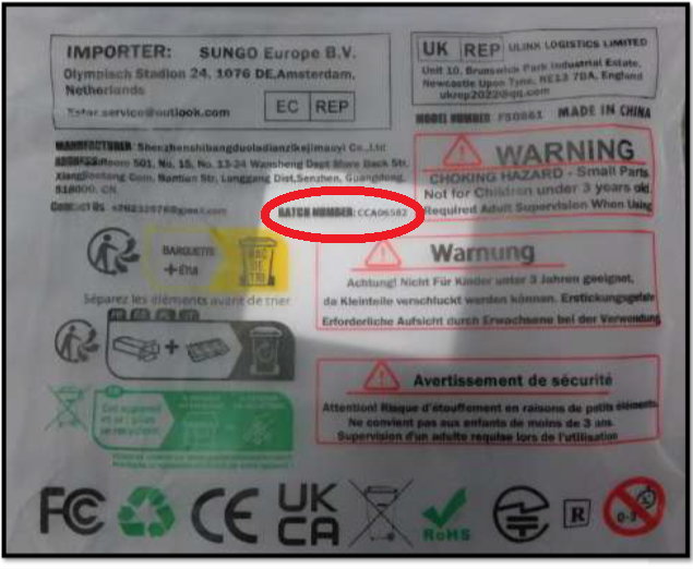 Shenzhenshibangduoladianzikejimaoyi Co., Ltd. Consumer products — recalled consumer products (photo 2)