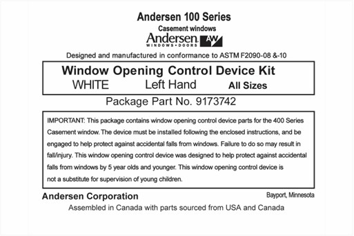 Andersen Windows Consumer products — recalled consumer products (photo 4)