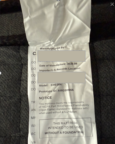 Regfear Mattresses & Covers — recalled mattresses & covers (photo 4)