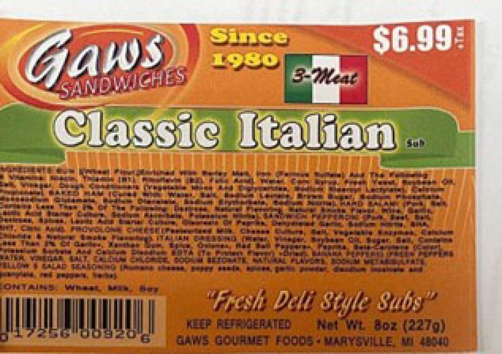 Gaws Other food products — recalled other food products