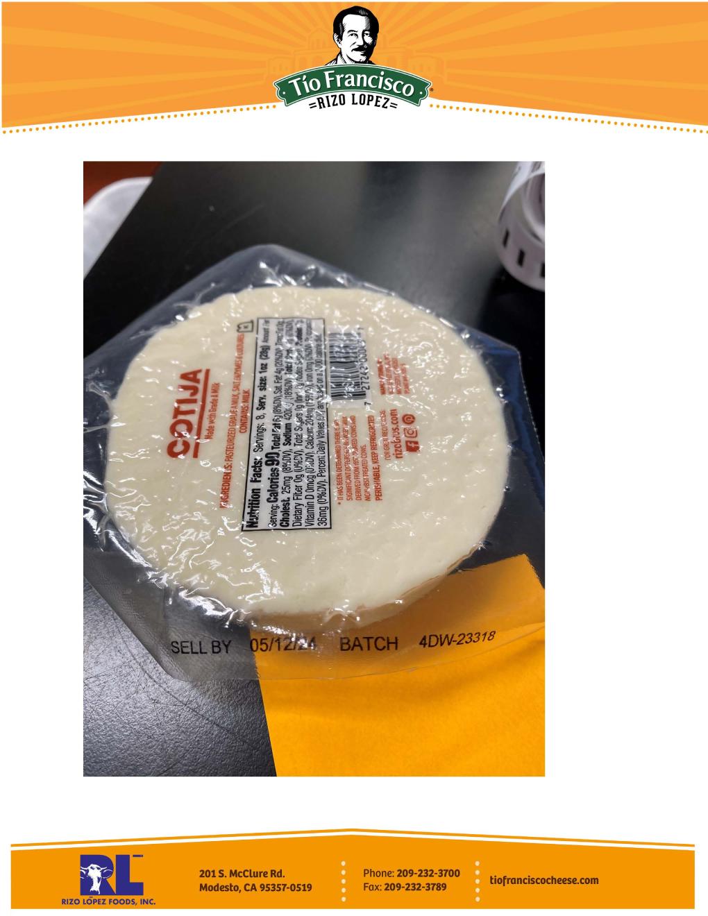Rizo Bros California Creamery Dairy — recalled dairy