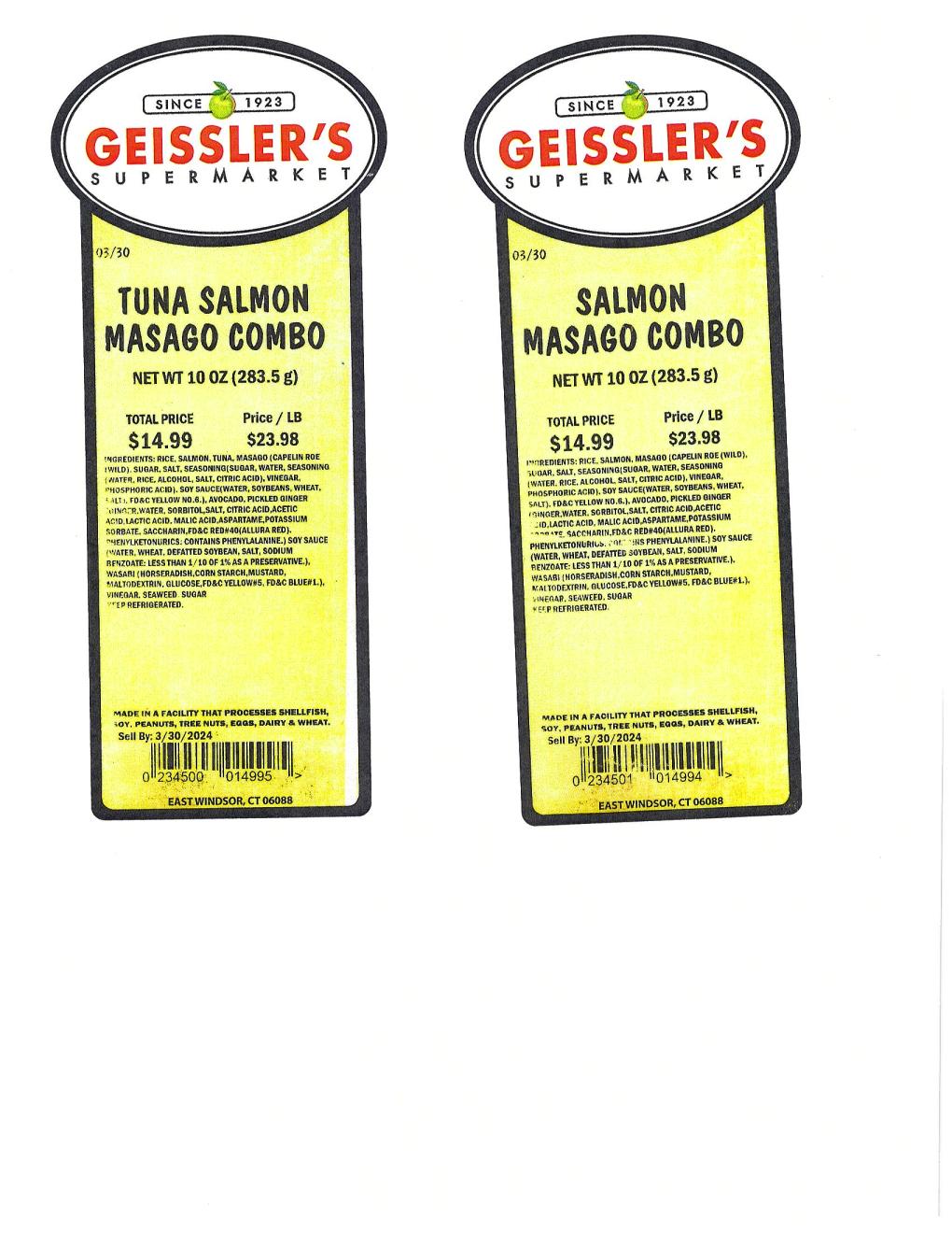 Geissler’s Supermarket Other food products — recalled other food products (photo 2)
