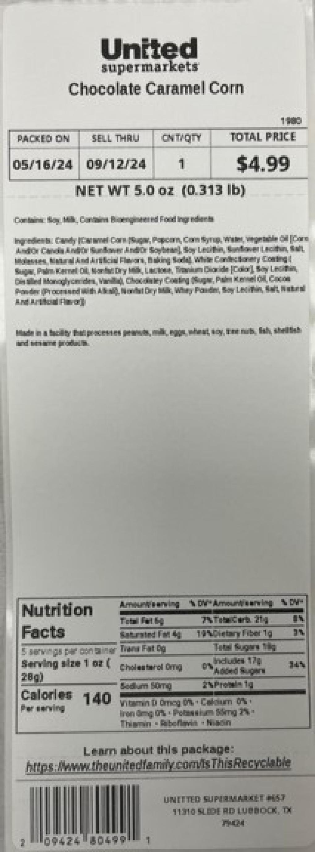 United Supermarkets Candy & chocolate — recalled candy & chocolate