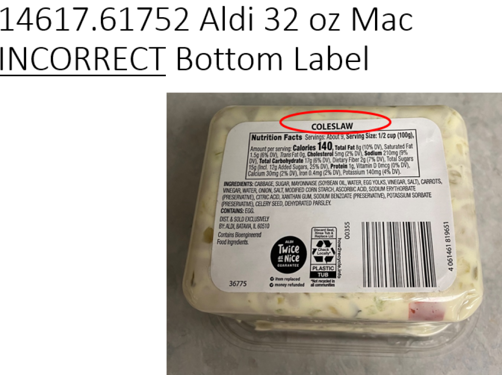 Aldi Fresh produce — recalled fresh produce