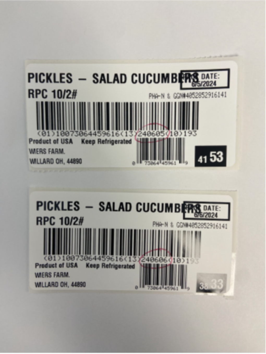 Wiers Farm Fresh produce — recalled fresh produce