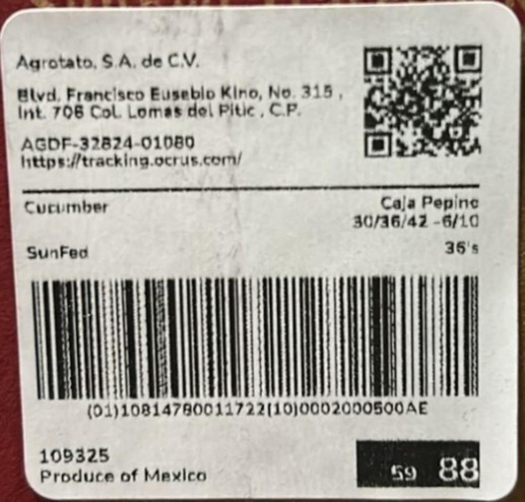 SunFed Fresh produce — recalled fresh produce