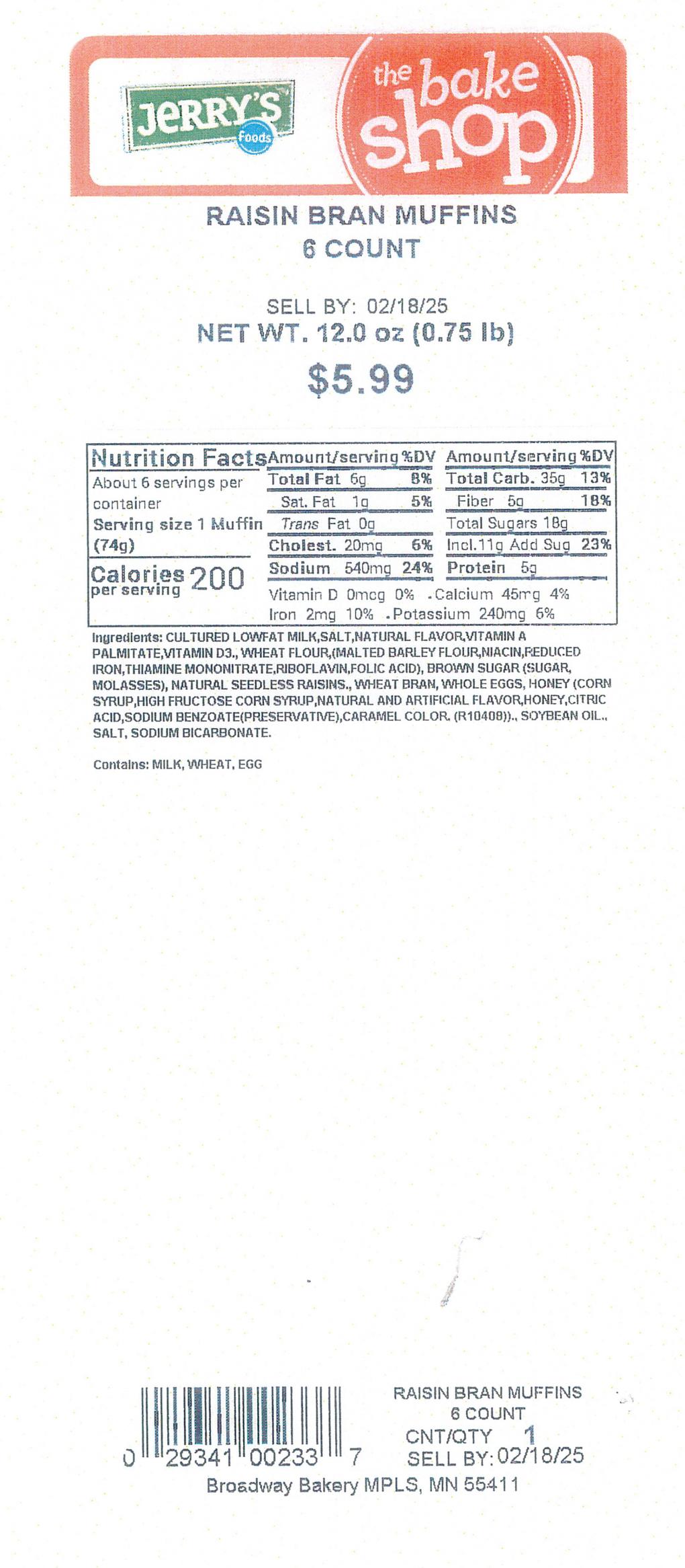 Cub Foods, Jerrys Foods, Country Market Bakery — recalled bakery (photo 2)