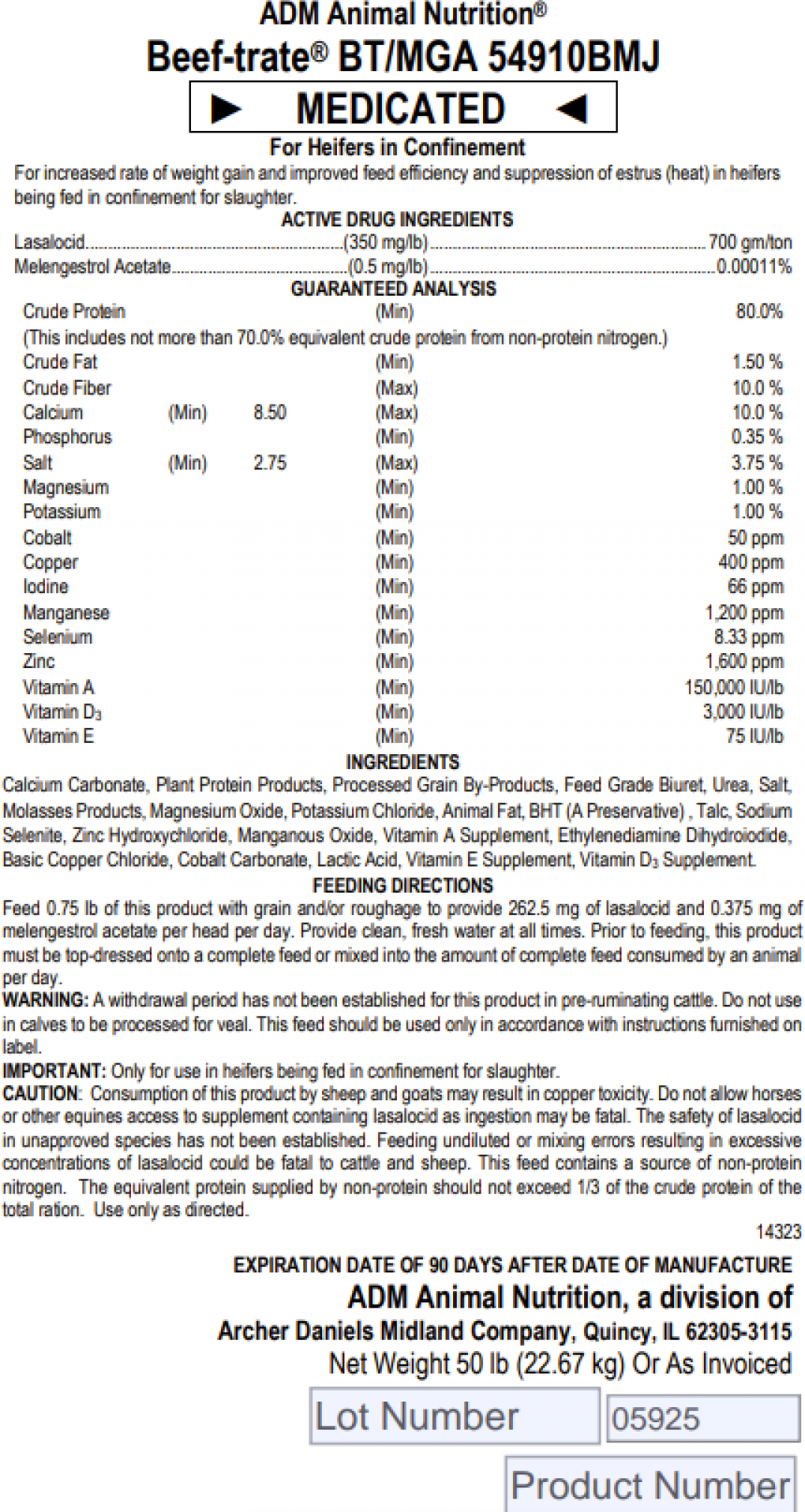 ADM Animal Nutrition Animal feed — recalled animal feed (photo 2)