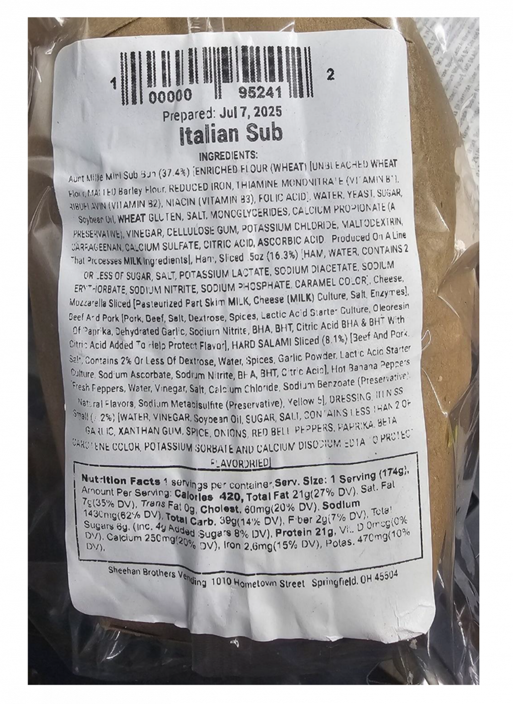Sheehan Brothers Vending Dairy — recalled dairy