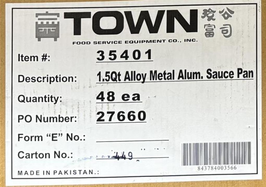 Town Food Service Equipment Sauces & dips — recalled sauces & dips (photo 2)