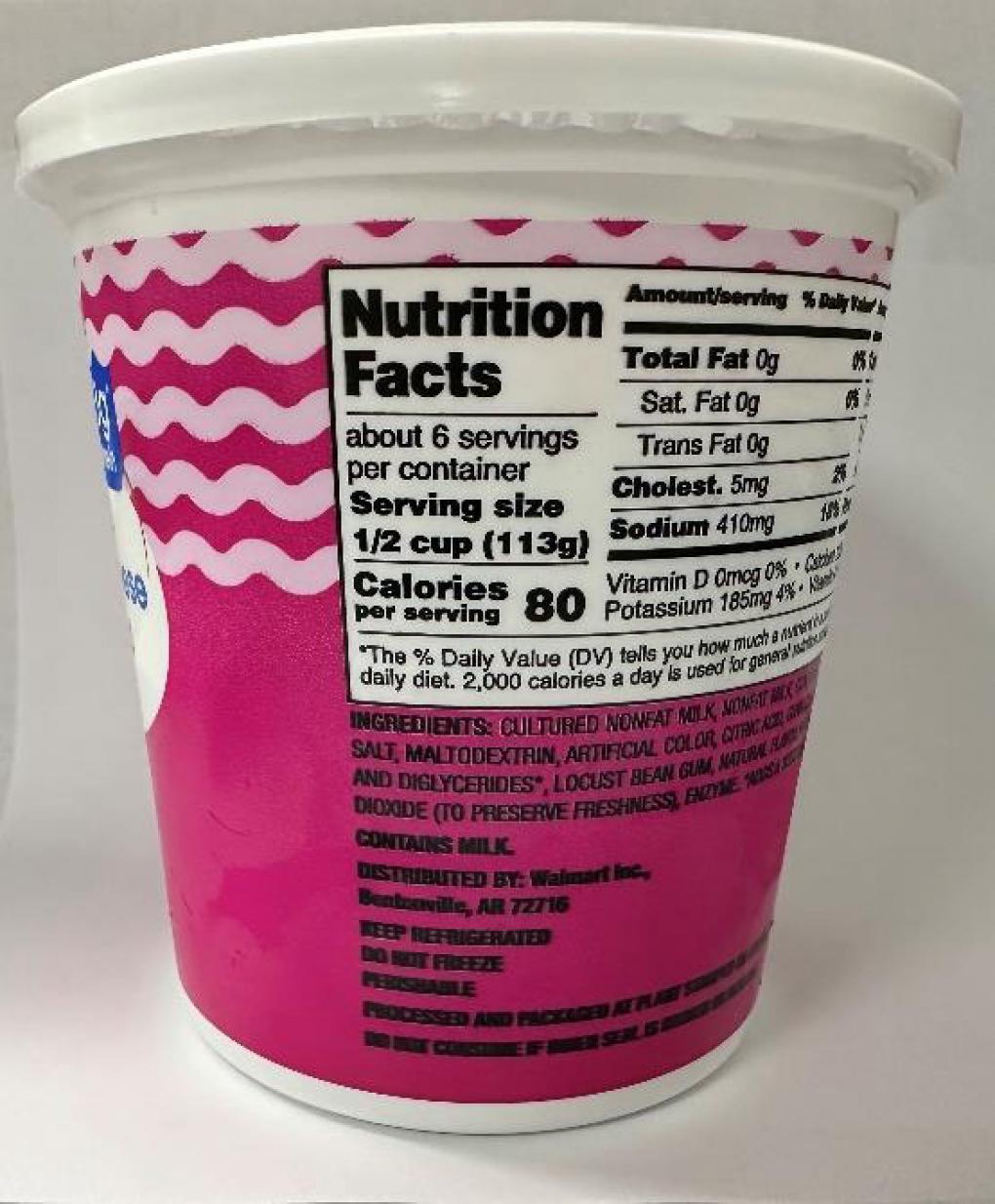 Great Value Dairy — recalled dairy
