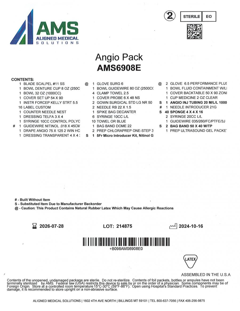Aligned Medical Angio Pack Medical devices — recalled medical devices
