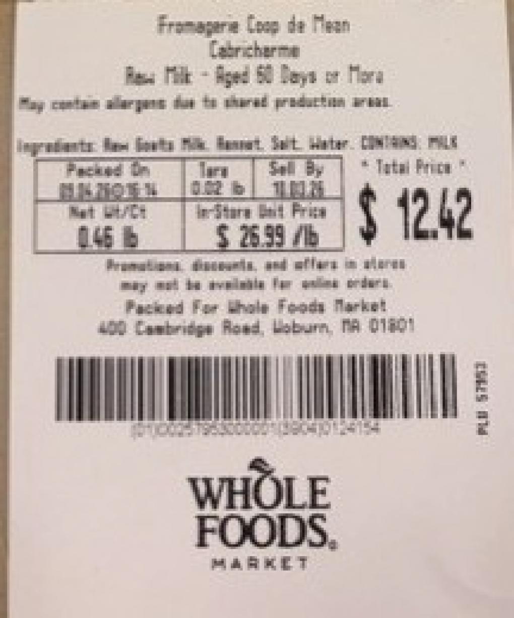 Whole Foods Market Dairy — recalled dairy (photo 2)