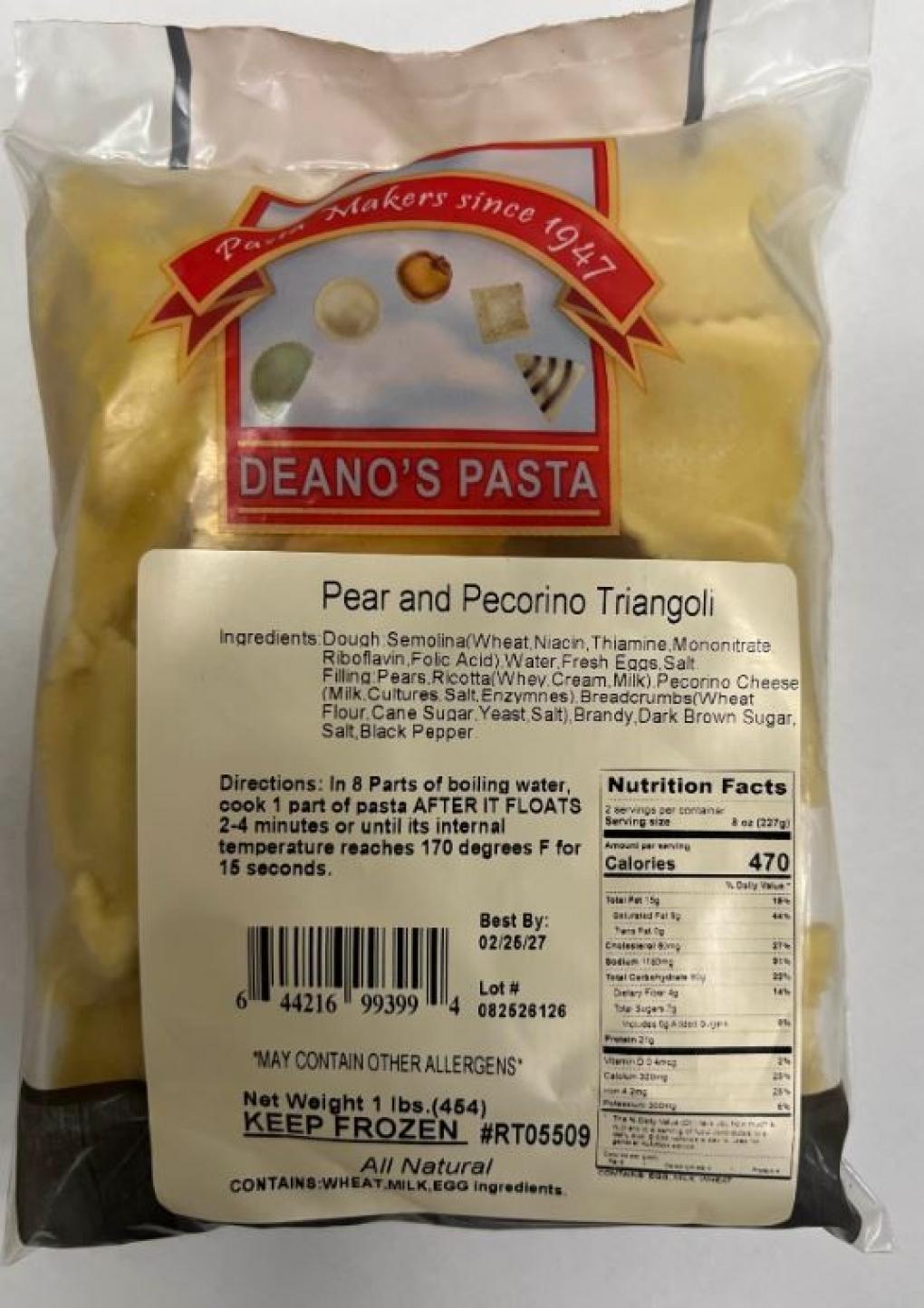 Deano’s Pasta Grains & cereal — recalled grains & cereal